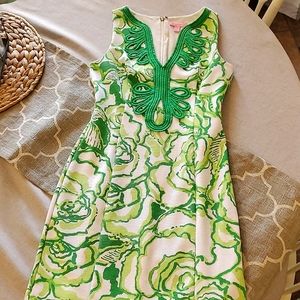 Lilly Pulitzer Green and White Shift Dress